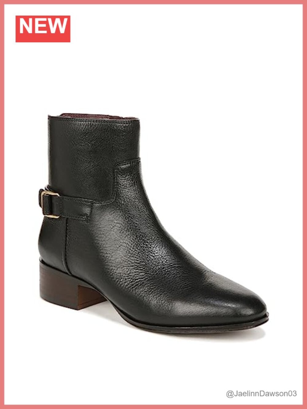 Leather Ankle Booties with Side Zip & Buckle Detail